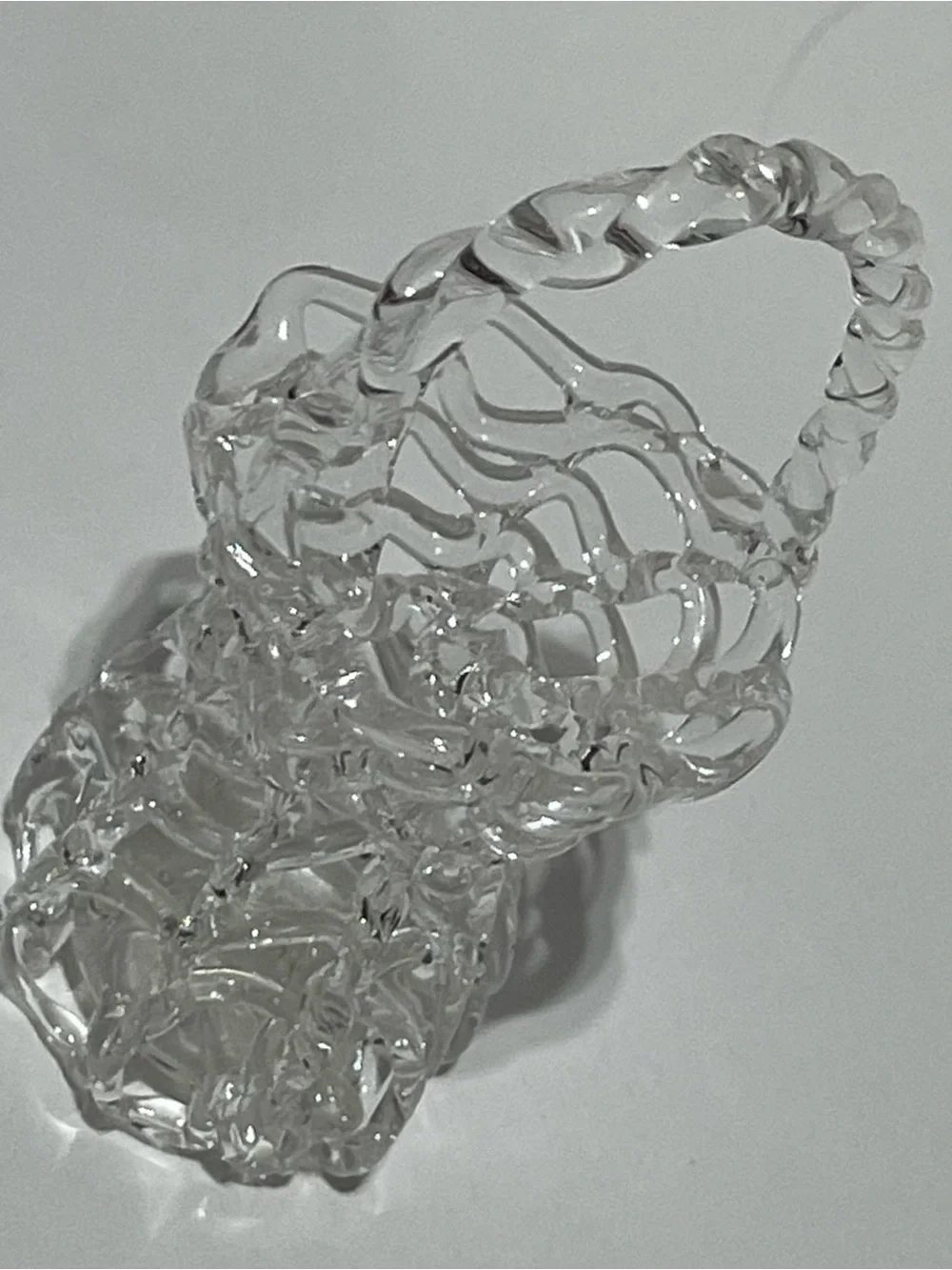 Vintage Clear Glass Mini Basket Cottagecore Decor - Picture 6 of 8
